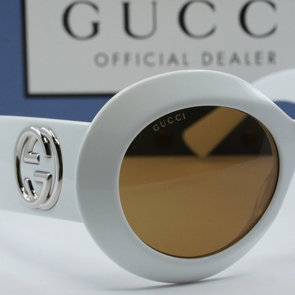 FINAL PRICE NEW GUCCI GG1647S 003 WHITE BROWN SUNGLASSES - Picture 4 of 11